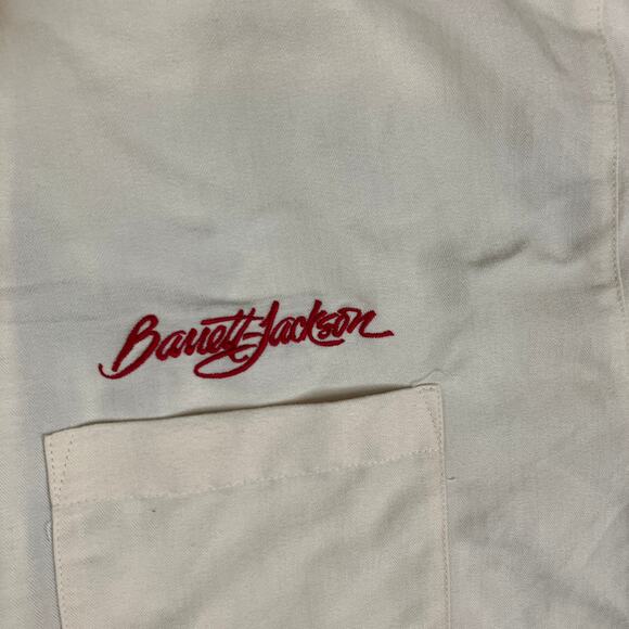 Barrett Jackson Shirt Mens 2XL Cream Rayon Embroidered Short Sleeve - Picture 5 of 9